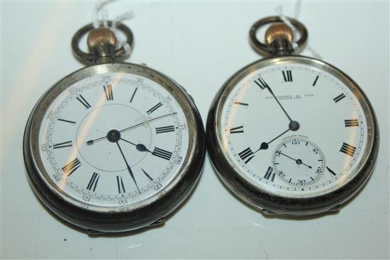 2 silver pocket watches, one with dial inscribed Mummery & Son, Stafford